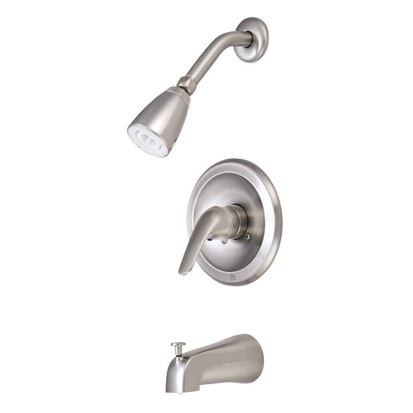 Tub and Shower Faucet, Brushed Nickel, Wall Mount