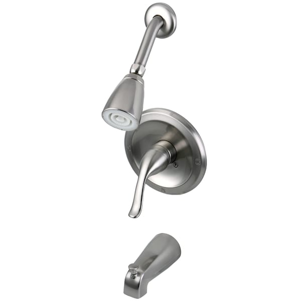 Tub and Shower Faucet, Brushed Nickel, Wall Mount