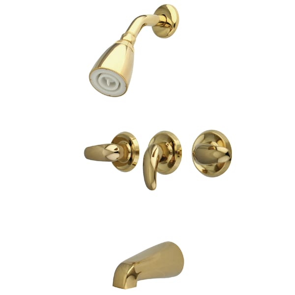 Tub and Shower Faucet, Polished Brass, Wall Mount