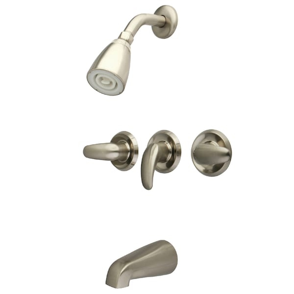 Tub and Shower Faucet, Brushed Nickel, Wall Mount