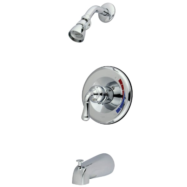 Tub and Shower Faucet, Standard, 3, Wall Mount, Polished Chrome