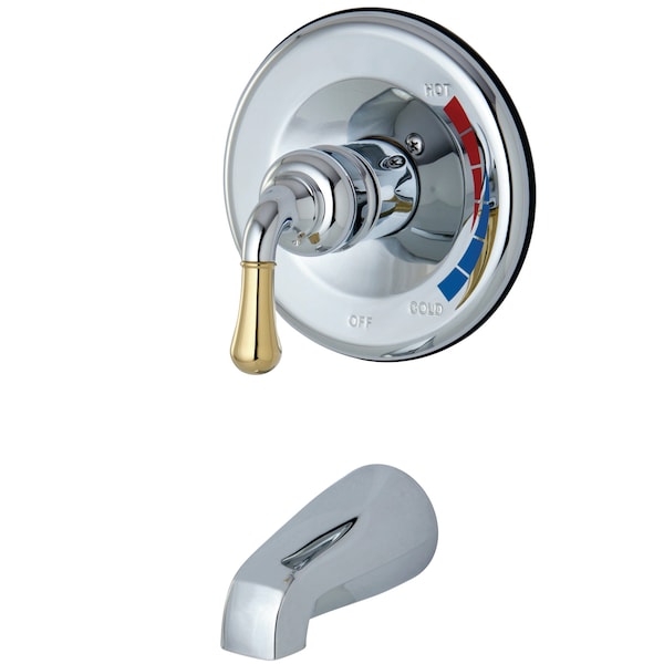 Tub and Shower Faucet, Standard, 2, Wall Mount, Polished Chrome/Polished Brass