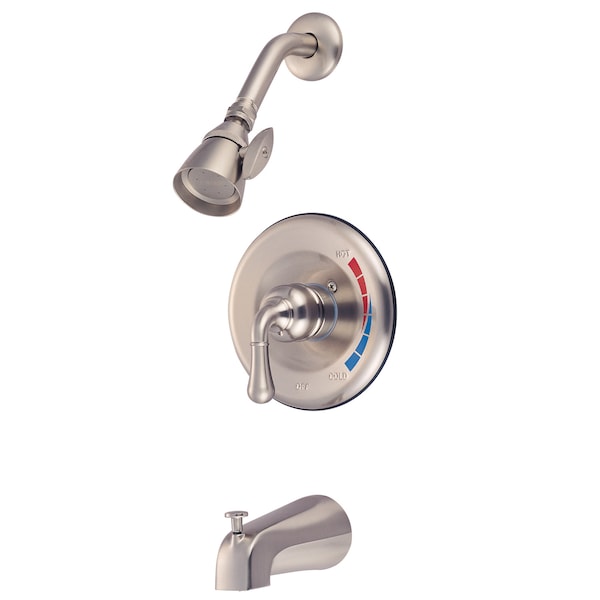 Tub and Shower Faucet, Brushed Nickel, Wall Mount