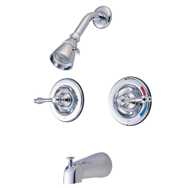 Tub and Shower Faucet, Polished Chrome, Wall Mount