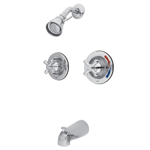 Tub and Shower Faucet, Polished Chrome, Wall Mount