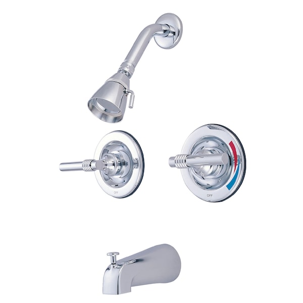 Tub and Shower Faucet, Polished Chrome, Wall Mount