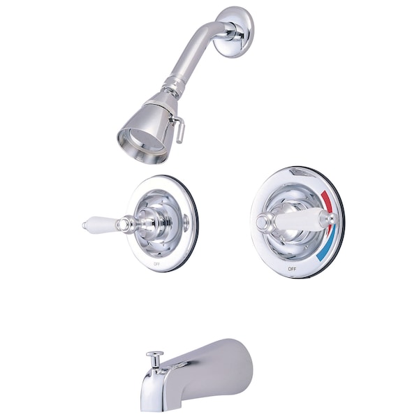 Tub and Shower Faucet, Polished Chrome, Wall Mount