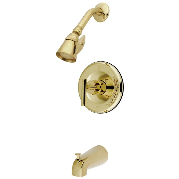 Tub and Shower Faucet, Polished Brass, Wall Mount