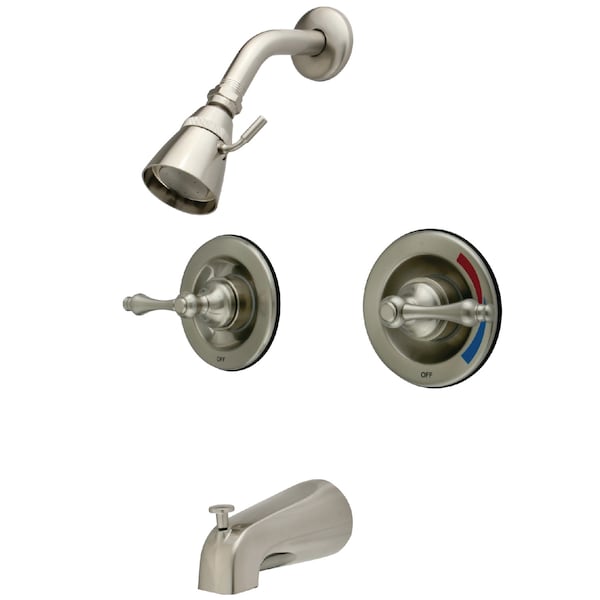 Tub and Shower Faucet, Brushed Nickel, Wall Mount