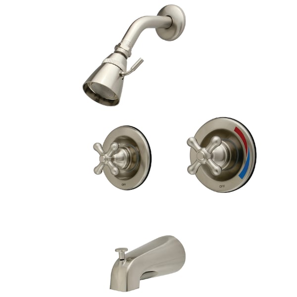 Tub and Shower Faucet, Brushed Nickel, Wall Mount