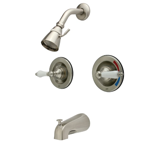 Tub and Shower Faucet, Brushed Nickel, Wall Mount