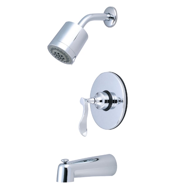 Tub and Shower Faucet, Standard, 3, Wall Mount, Polished Chrome