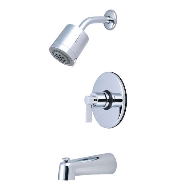 Tub and Shower Faucet, Standard, 3, Wall Mount, Polished Chrome
