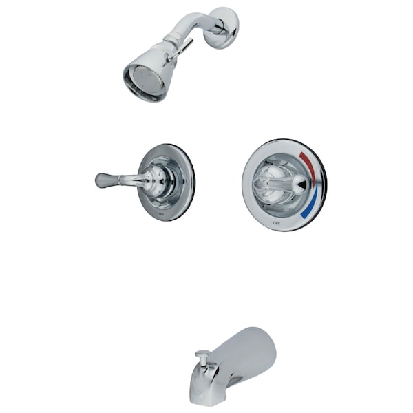 Tub and Shower Faucet, Polished Chrome, Wall Mount