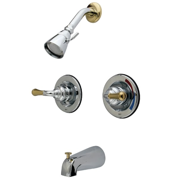 Tub and Shower Faucet, Polished Chrome/Polished Brass, Wall Mount