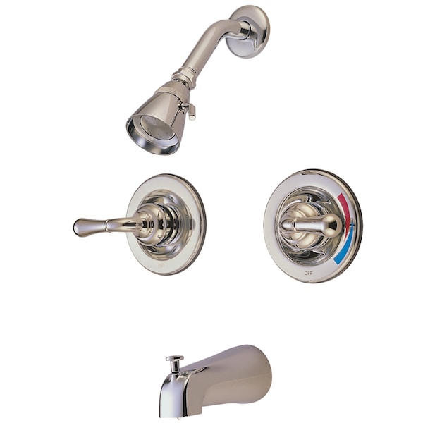 Tub and Shower Faucet, Brushed Nickel, Wall Mount