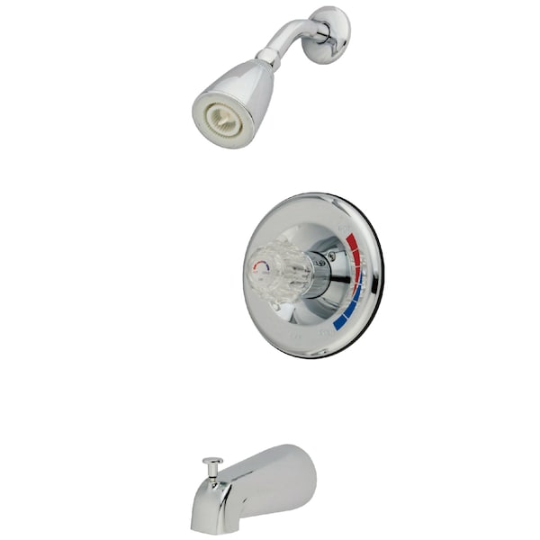 Tub and Shower Faucet, Standard, 3, Wall Mount, Polished Chrome