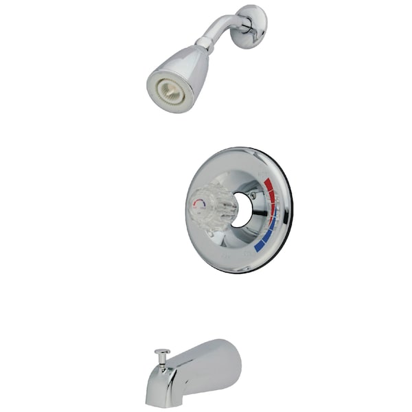 Tub and Shower Faucet, Polished Chrome, Wall Mount