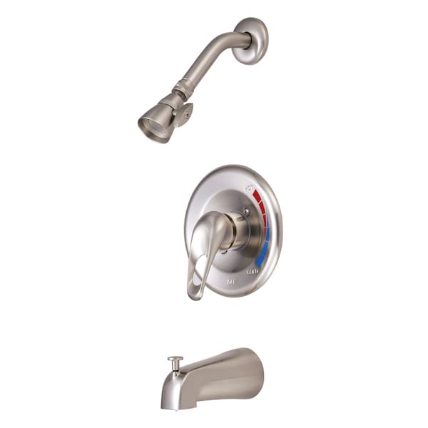 Tub and Shower Faucet, Standard, 3, Wall Mount, Brushed Nickel