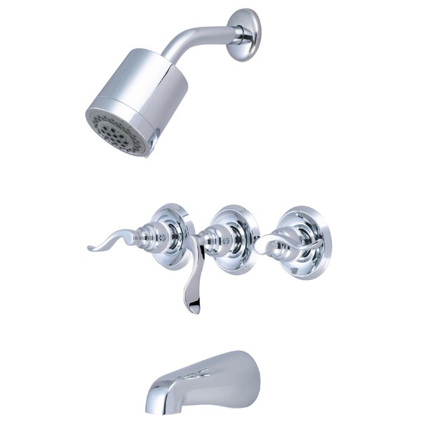Tub and Shower Faucet, Polished Chrome, Wall Mount