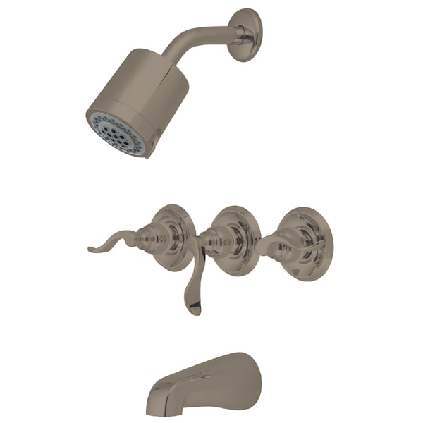Tub and Shower Faucet, Brushed Nickel, Wall Mount