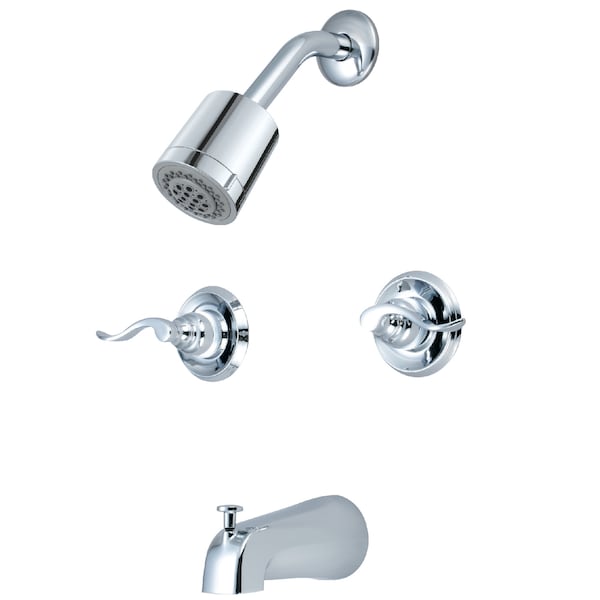 Tub and Shower Faucet, Polished Chrome, Wall Mount