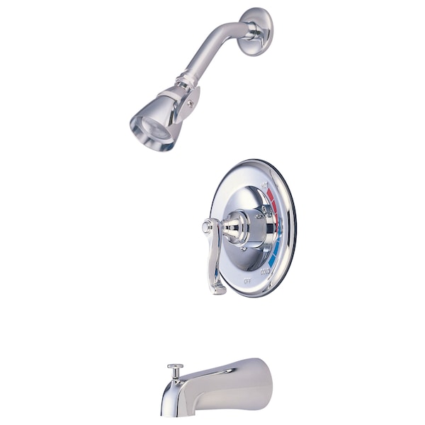 Tub and Shower Faucet, Standard, 3, Wall Mount, Polished Chrome