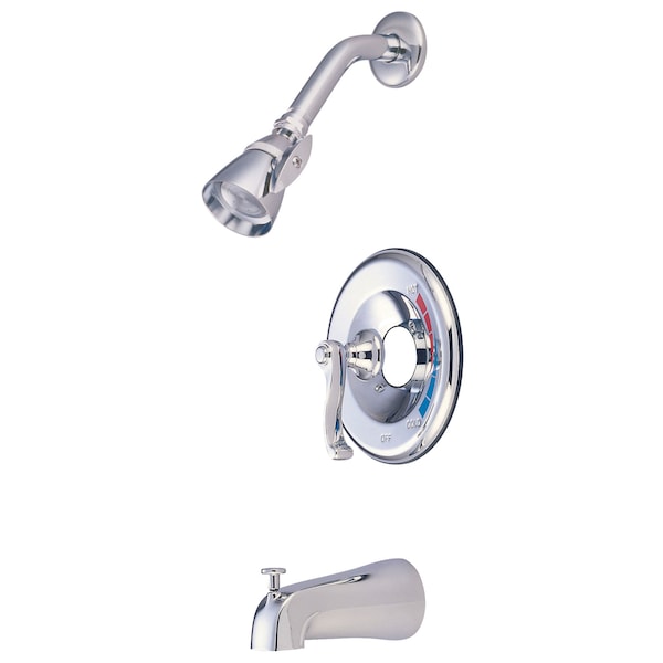 Tub and Shower Faucet, Polished Chrome, Wall Mount