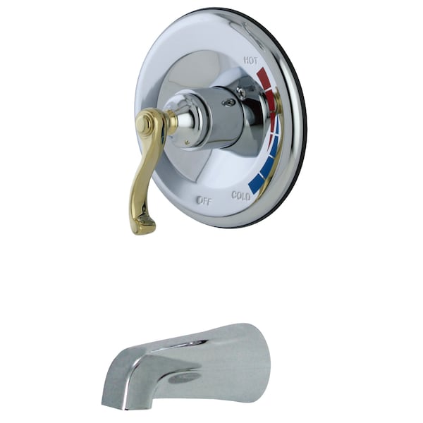 Tub and Shower Faucet, Standard, 2, Wall Mount, Polished Chrome/Polished Brass