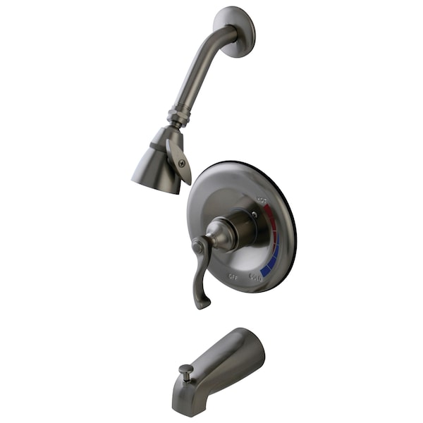 Tub and Shower Faucet, Standard, 3, Wall Mount, Brushed Nickel