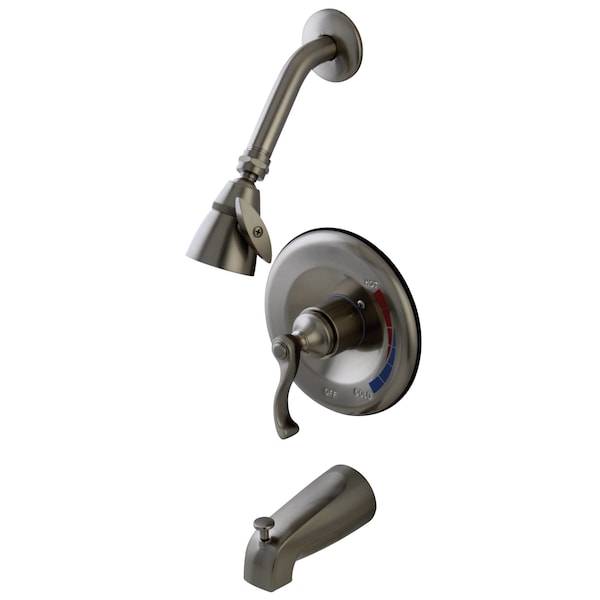 Tub and Shower Faucet, Brushed Nickel, Wall Mount