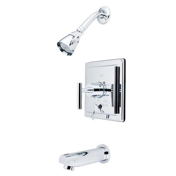 Tub and Shower Faucet, Polished Chrome, Wall Mount