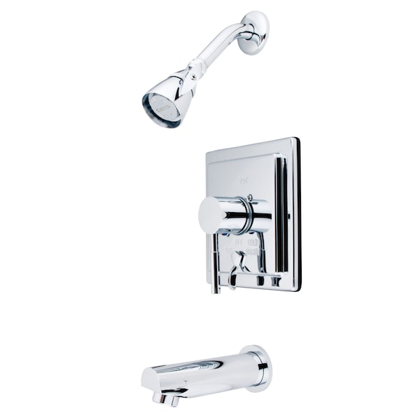 Tub and Shower Faucet, Standard, 3, Wall Mount, Polished Chrome