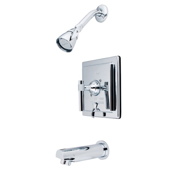 Tub and Shower Faucet, Standard, 3, Wall Mount, Polished Chrome