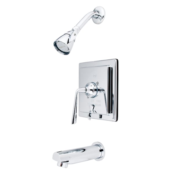 Tub and Shower Faucet, Standard, 3, Wall Mount, Polished Chrome