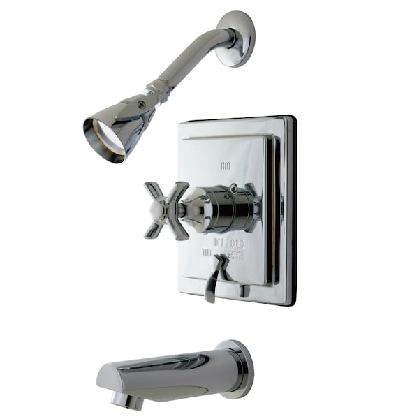 Tub and Shower Faucet, Standard, 3, Wall Mount, Polished Chrome