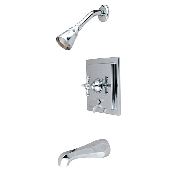 Tub and Shower Faucet, Standard, 3, Wall Mount, Polished Chrome
