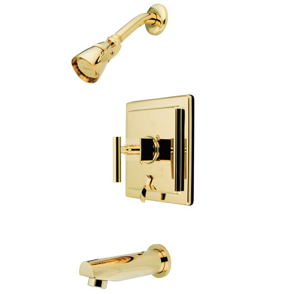 Tub and Shower Faucet, Standard, 3, Wall Mount, Polished Brass