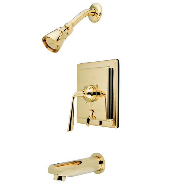 Tub and Shower Faucet, Standard, 3, Wall Mount, Polished Brass