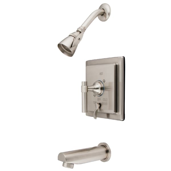 Tub and Shower Faucet, Standard, 3, Wall Mount, Brushed Nickel