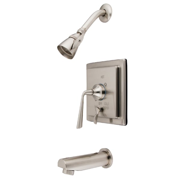 Tub and Shower Faucet, Standard, 3, Wall Mount, Brushed Nickel