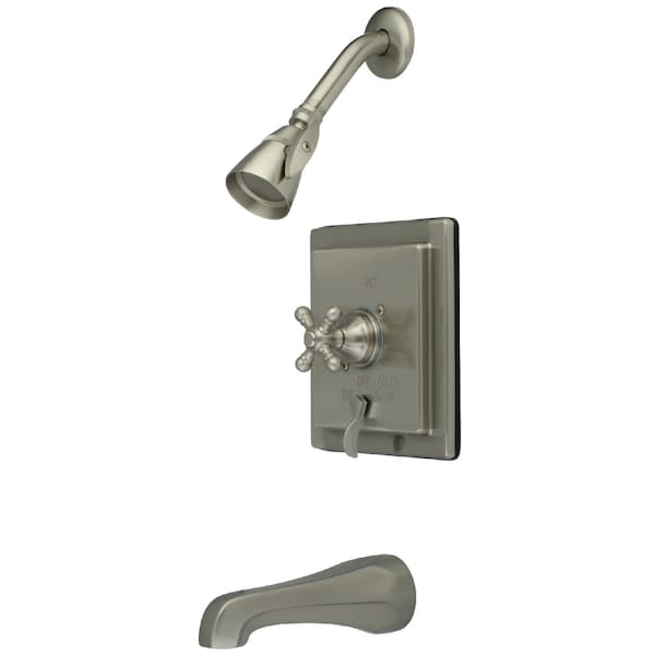 Tub and Shower Faucet, Standard, 3, Wall Mount, Brushed Nickel
