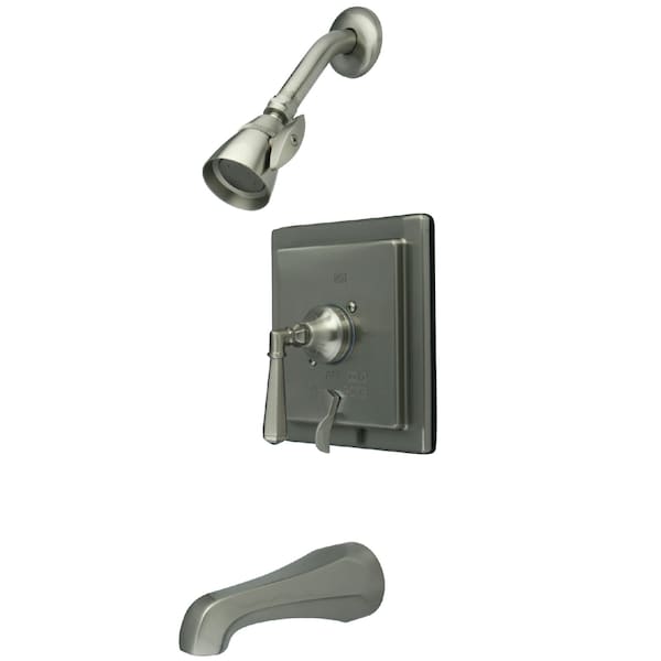 Tub and Shower Faucet, Standard, 3, Wall Mount, Brushed Nickel