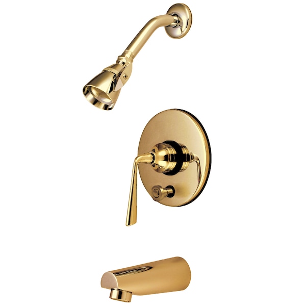 Tub and Shower Faucet, Standard, 3, Wall Mount, Polished Brass