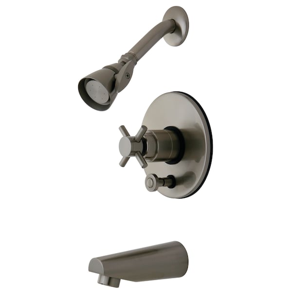 Tub and Shower Faucet, Standard, 3, Wall Mount, Brushed Nickel