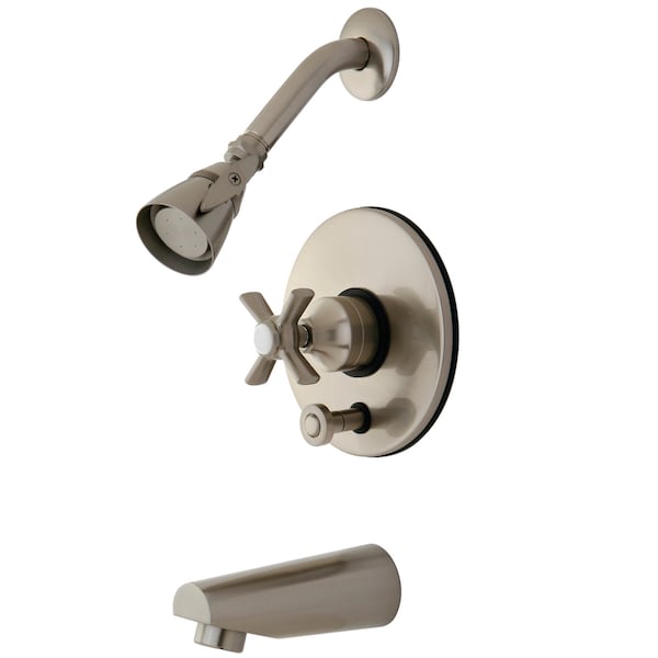 Tub and Shower Faucet, Standard, 3, Wall Mount, Brushed Nickel