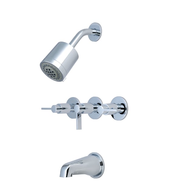 Tub and Shower Faucet, Polished Chrome, Wall Mount