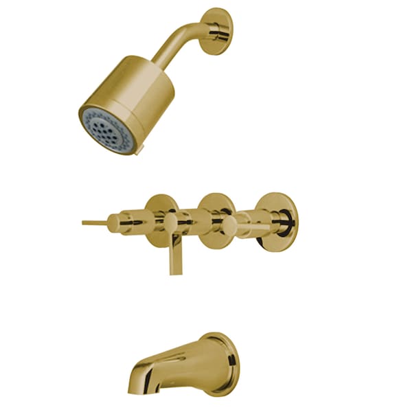 Tub and Shower Faucet, Polished Brass, Wall Mount