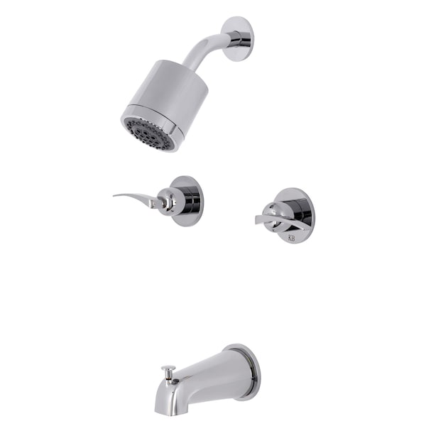 Tub and Shower Faucet, Polished Chrome, Wall Mount