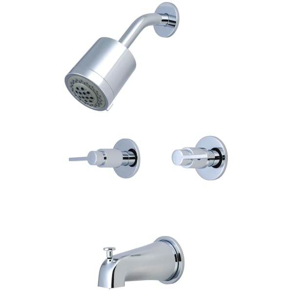 Tub and Shower Faucet, Polished Chrome, Wall Mount